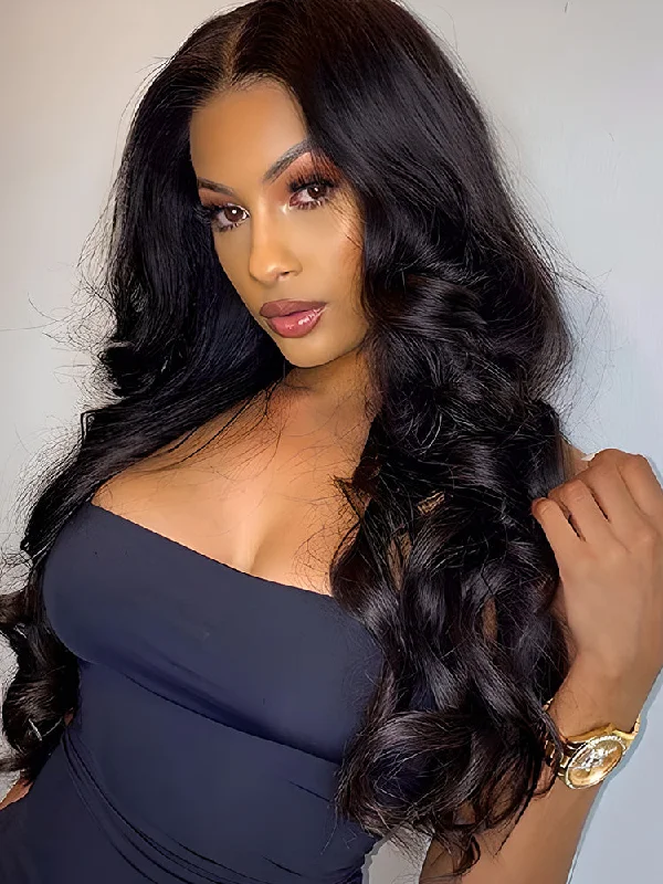 CurlyMe Loose Wave 4x4 Swiss Lace Closure Human Hair Wigs Pre Plucked For Women