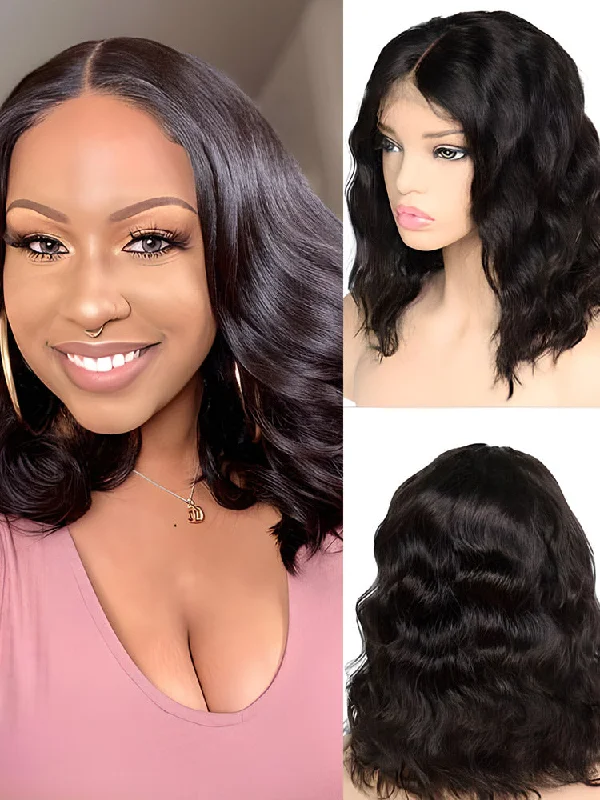 CurlyMe Hair Bob Wigs 4x4 Lace Closure Body Wave Human Hair Wig With Baby Hair