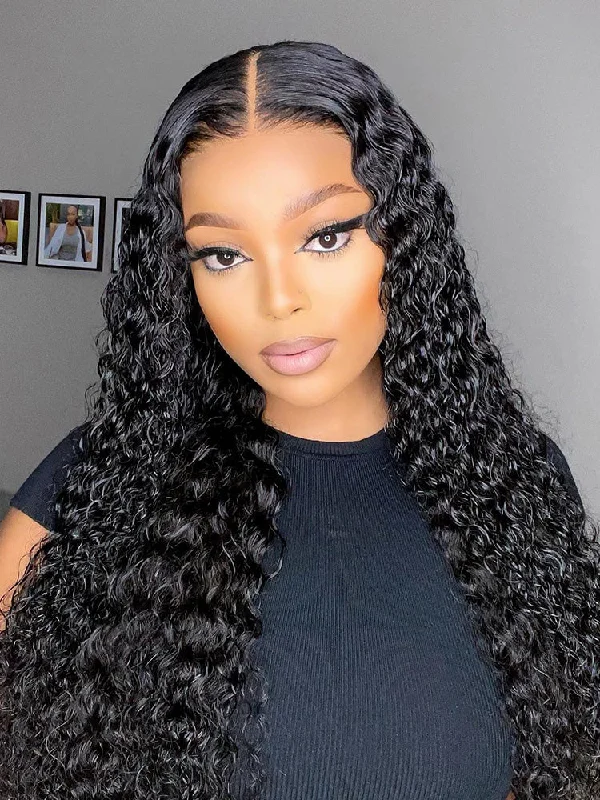 CurlyMe 6x4 HD Lace Deep Wave Glueless Wig Wear Go Pre Cut Lace Closure Wig