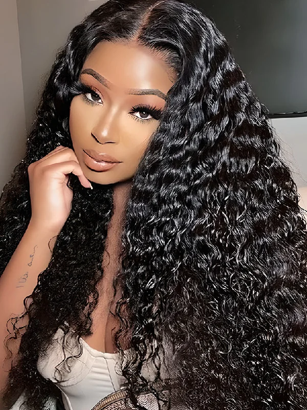 CurlyMe Water Wave 4x4 Lace Closure Wig Pre Plucked With Baby Hair For Women