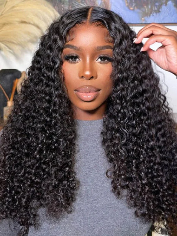 CurlyMe Pre-bleached Knots Wear Go Glueless Wig Pre-cut HD Lace Water Wave Human Hair