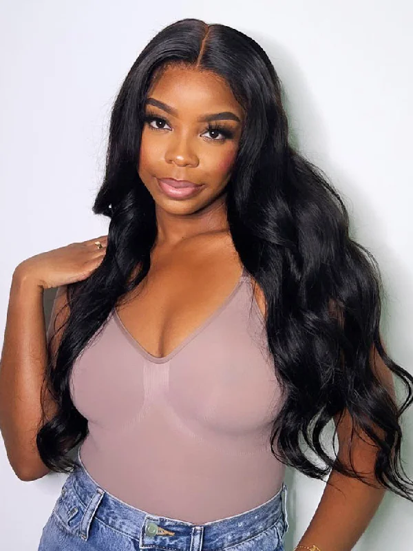 CurlyMe Pre-bleached Body Wave Hair Wear Go Glueless Wig 7x5 Pre-cut HD Lace Pre-plucked