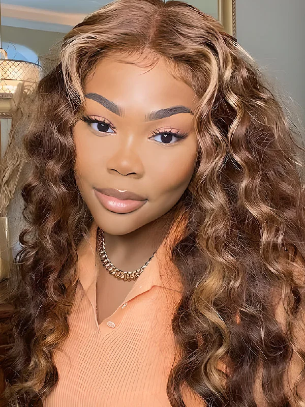 CurlyMe Highlights Ombre Loose Deep Wave Lace Wig Human Hair