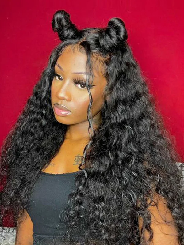 CurlyMe Natural Wave Hair 13x6 Lace Front Wigs Pre Plucked Wavy Hair