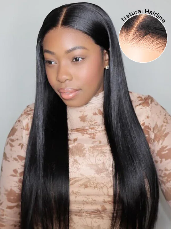 CurlyMe Pre-bleached Straight Hair Wear Go Glueless Wig 7x5 Pre-cut HD Lace Pre-plucked