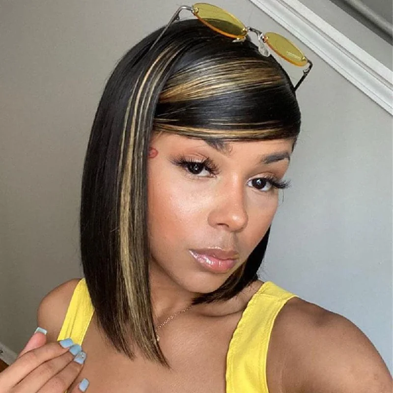 Alexis Blonde Highlighted Straight 13x6 Lace Front Bob Wig