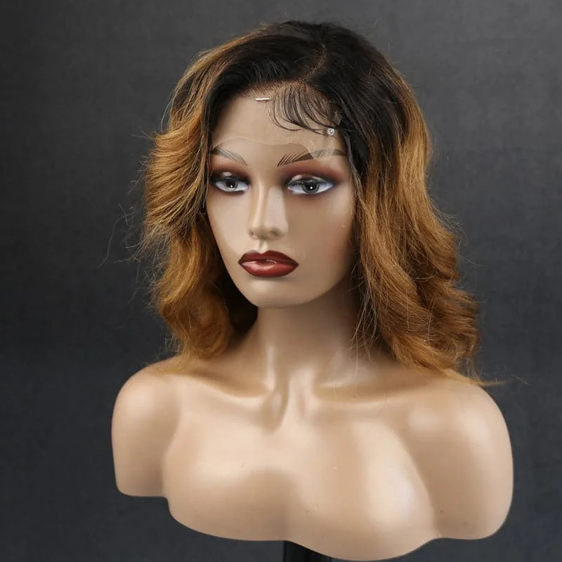 Custom Colored Wavy 5X5 Lace Closure Bob Wig