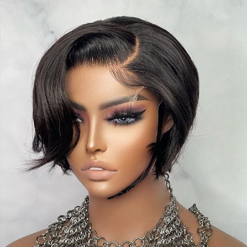 Short Straight Brazilian 5x5 Lace Closure Bob Wig