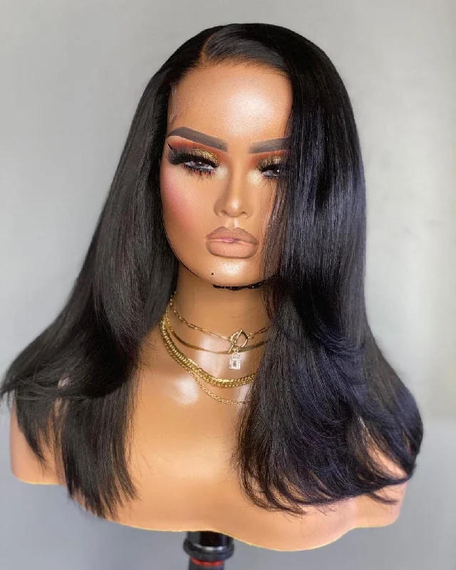 Layered Silky Straight 5X5 Lace Closure Wig