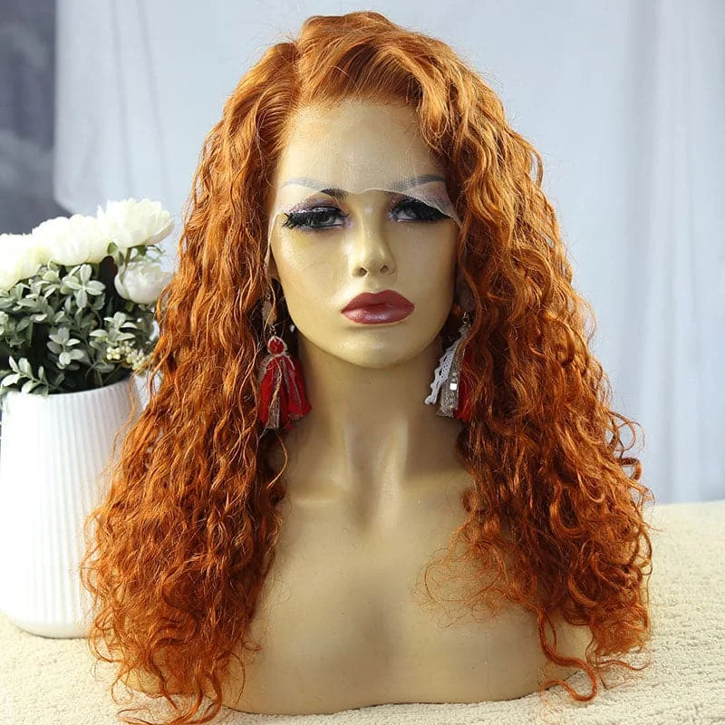 Dominique Ginger Deep Curly Human Hair 13x6 Lace Front Wig