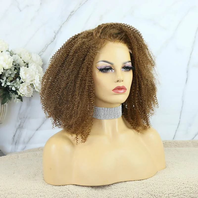 Jae - Custom Color Afro Kinky Curly Bob 5X5 Lace Closure Wig