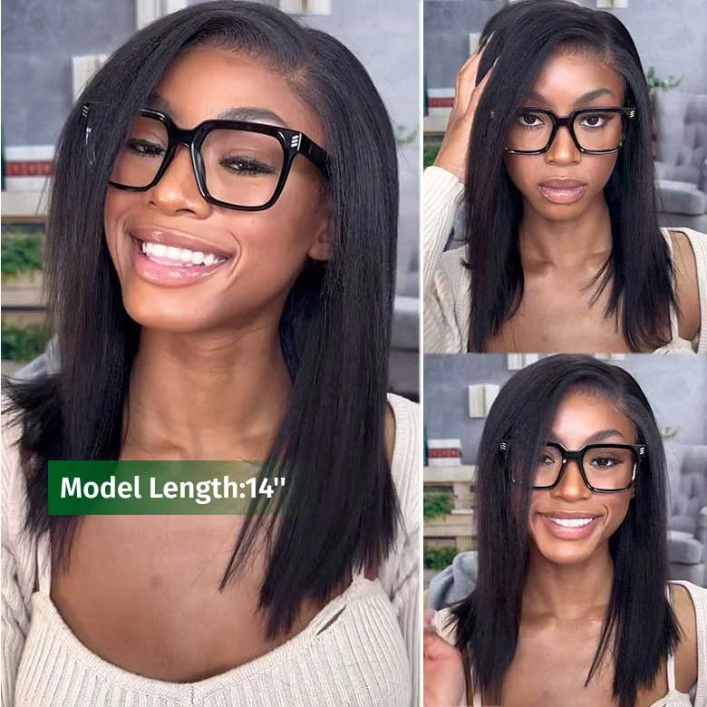 Klaiyi Yaki Straight Put On and Go Glueless Bob Wig 7x5 Pre-Cut Lace Closure Wig Beginner Friendly Flash Sale