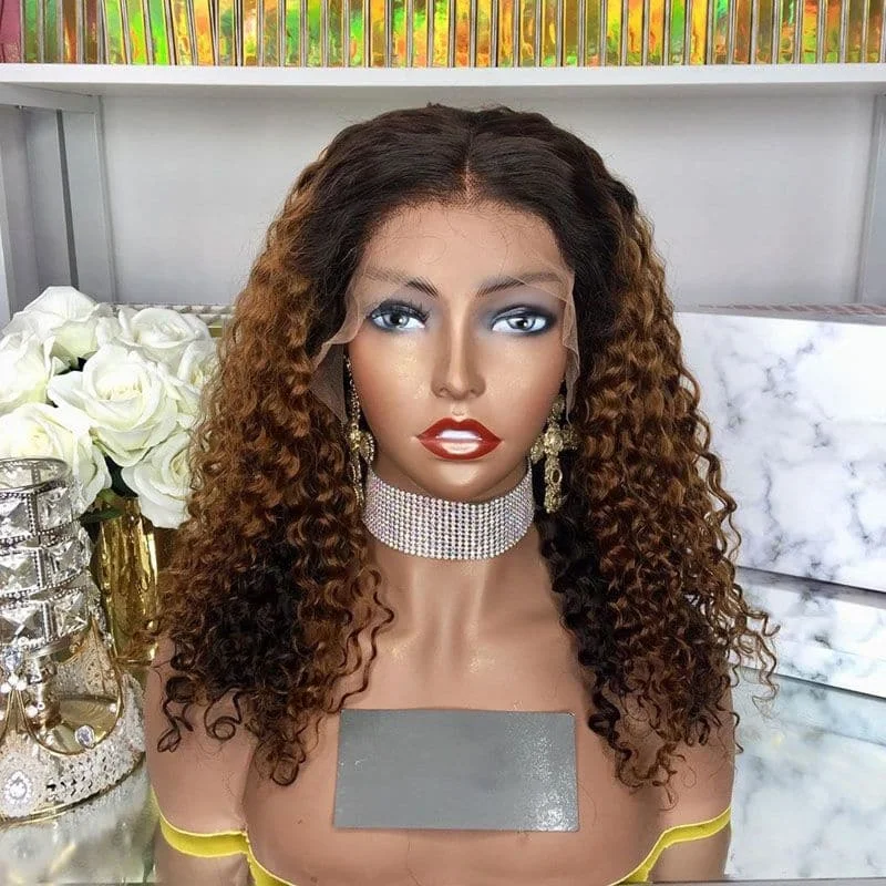 Hazel highlights Deep Curly 13x6 Lace Front Wig YW15