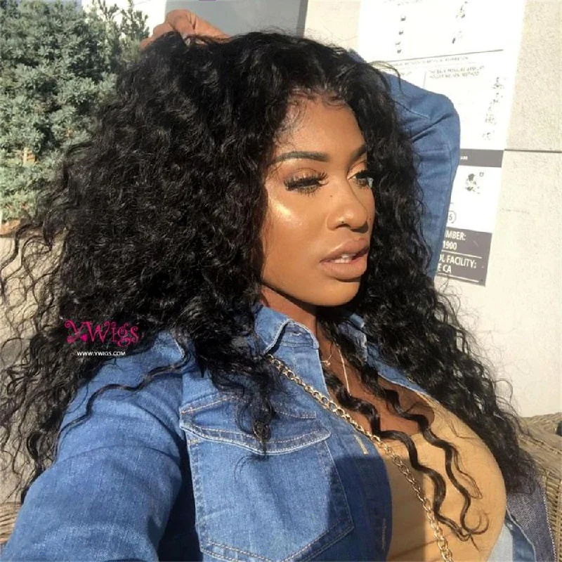 Loose Curly Human Hair 13 x 6 Lace Front Wigs AFB67