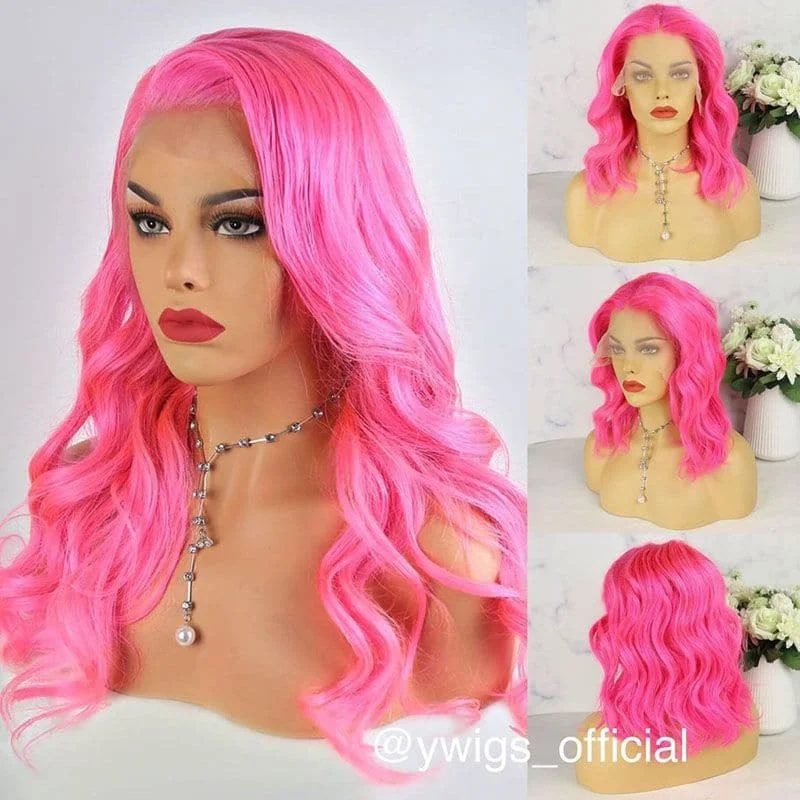 Neon Pink Wavy 13x6 Lace Front Wig AF633