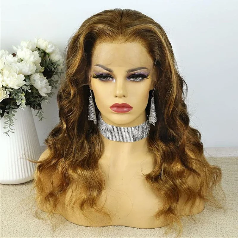 Esther Color #8 Ash Brown Ombre Body Wave 13x6 Lace Front Wigs