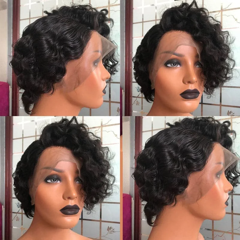 Curly Pixie Bob 13 x 6 Lace Front Wig BOB76