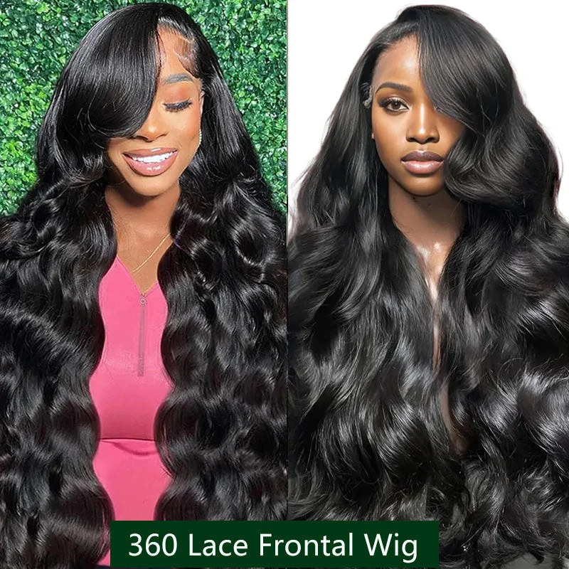 Klaiyi Hair 360 Body Wave Transparent Lace Frontal Wig Full Lace Wigs 180% Density Human Hair Wigs