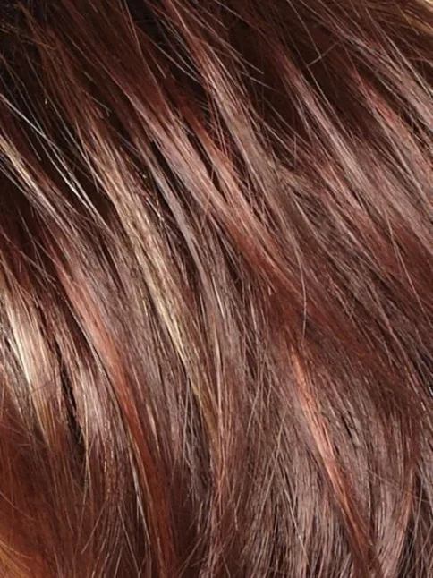 RAZBERRY ICE R | Rooted Dark Auburn with Medium Auburn Base with Copper and Strawberry Blonde Highlights